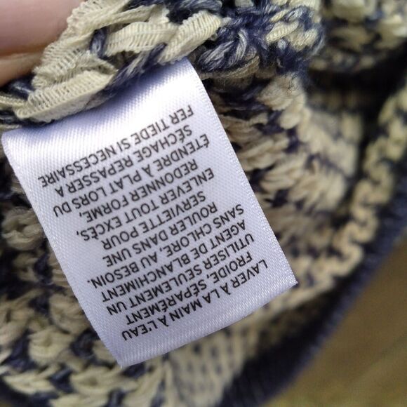 Caslon size L open front cardigan ribbon yarn blue white - Picture 9 of 11